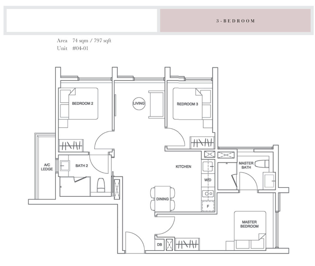 Sixteen35 Residences @ geylang 3 bedroom layouts
